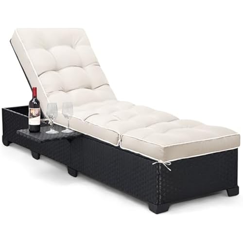 Outdoor Chaise Lounge Chair Cushion, Waterproof Non-Slip Patio Chaise Lounge Cushions for Outdoor Furniture, Thickened Patio Pool Lounger Chair Cushion, 76.4 x 22.8 x 4.7 Inches, Cream