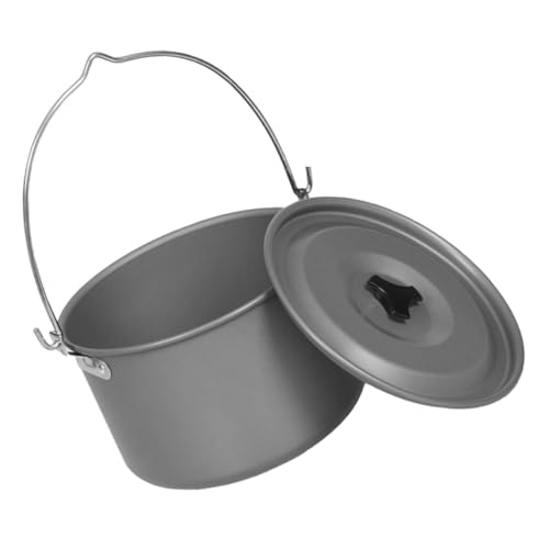 MUELODSIC Juego De Bote De Picnic Maceta Colgante Para Acampar Cafetera De Fogata Uberleben Tetera De Campamento Ollas y Sartenes Para Acampar Utensilios Gris Oscuro Aleación De Aluminio