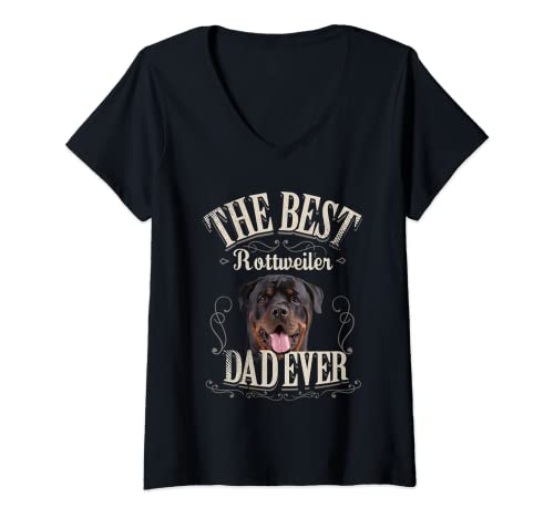 Womens Best Rottweiler Dad Ever - Funny Dog Lover Gifts Men V-Neck T-Shirt