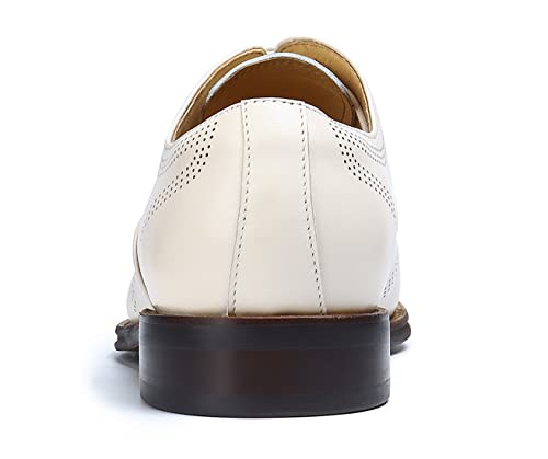 Santimon Mens Dress Shoes Business Formal Lace up Oxford Shoes for Men Ivory White4