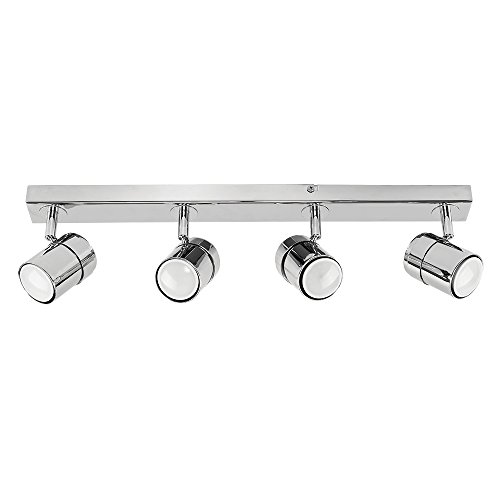 MiniSun | Modern 4 Way Straight Bar Ceiling Spotlight Fitting in a Polished Chrome Finish | Ceiling Lights & Home Improvements Essential | Mains Wired