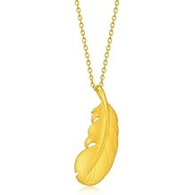 CHOW SANG SANG 999.9 24K Solid Gold Price-by-Weight Gold Feather Pendant 86820P [Not Include the Necklace]