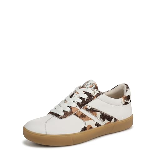 Naturalizer Women's Medina Sneaker Warm White Leather/Brown Cow Print 8 M