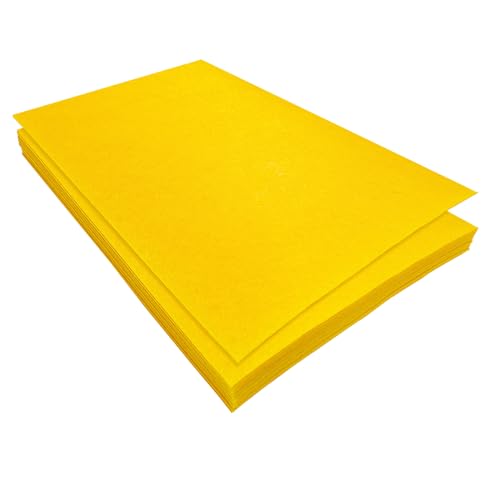 Jtnohx Felt for Crafts 16 Pcs Felt Fabric 711.3 Stiff Felt Sheets Craft Felt Square for Sewing (Yellow)