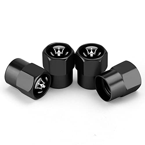 Hisport Fit Maserati Stem Cap 4pcs Universal Car Tire Valve Stem Caps Air Cover Car Accessories Hex 016 Black Stem Cover