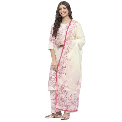 Image of BIBA Women Cotton Straight Printed Suit Set