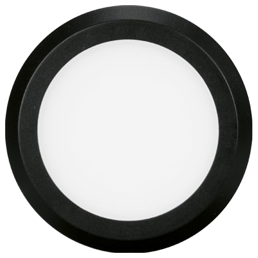 4lite Hampton Round Display Cabinet Lights (Black) Pack of 1 Warm White 110lm Under Shelf Light Includes Plug - 4L1/1301/3