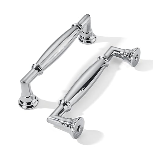 khtumeware 10 Pack 3-3/4 Inch(96mm) Polished Chrome Cabinet Pulls Heavy Duty Solid Cabinet Handles Kitchen Cabinet Hardware for Cupboard Drawer Handles by khtumeware - Used condition - US$21.51