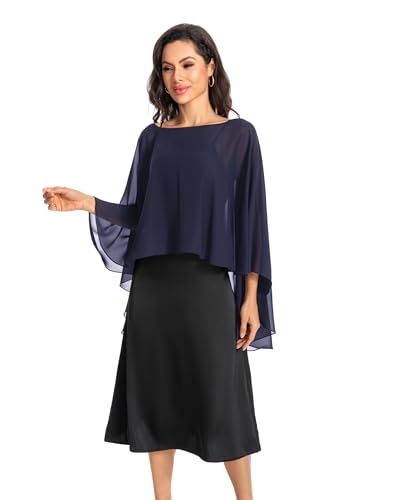Image of Baoqiya Chiffon Capes Sheer Capelets Long Cape Poncho For Women Plus Size