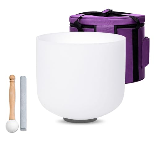 Soundello AF23-W-B432-8B White 8 Inch B Note Crown Chakra Quartz Crystal Singing Bowl cover