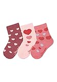 Sterntaler Baby Mädchen Baby Socken Söckchen 3er-Pack Herzen Strümpfe - Socken Baby, Babysöckchen - mit Herzen Motiv - rot meliert, 18
