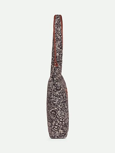 Image of ZOUK Printed Sora Tote Bag | Handcrafted Rollable Women's Tote | Vegan Leather & Canvas Lightweight Shoulder Bag for Daily Use