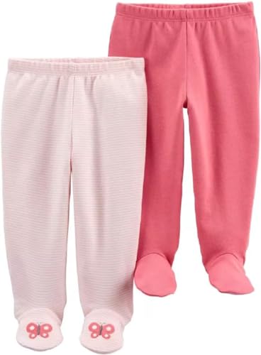 Image of Carter's Baby Girls' Bottoms 126g265 (as1, Age, 3_Months, Butterfly Pink Footie)