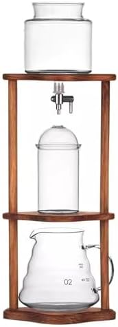 Cold Brew Drip Tower with Adjustable Water Flow,Cold Brew Drip Tower Coffee Maker - Iced Coffee & Tea Brewer with Adjustable Water Flow, Glass Carafe & Wooden Stand - Perfect for Home & Offi