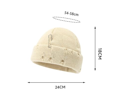 Gorro de punto de lana negro AYANCAI con pasador de anillo y agujeros retro para el frío 8