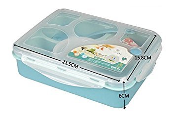 Melife 5-compartment Lunch Box Bento Picnic Basket Containers Crisper (Blue)