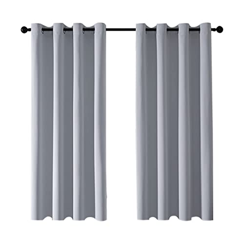 MRTREES Blackout Curtains Bedroom 72 Drop 2 Panels Light Grey Eyelet Thermal Curtain for Living Room Soft Texture Window Treatments for Kids 46x72 Inch 117x183 CM