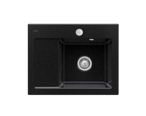 Evier 1 bac VILLEROY ET BOCH Subway 45 Compact 65 x 51 cm egouttoir a gauche Chromite CeramicPlus avec vidage automatique - vue 2