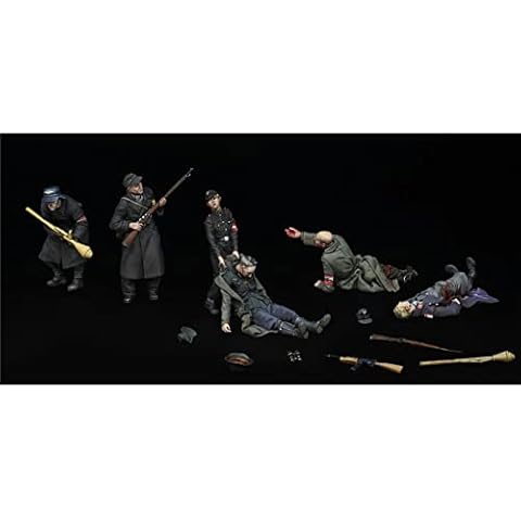 WJQ-XZ 1/35 WWII Deutsche Soldaten (6 Figuren) Resin Model Kit, Harz Figur-Modellbausätze Unbemalt Unmontiert Miniaturmodellbausatz Cover
