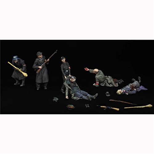WJQ-XZ 1/35 WWII Deutsche Soldaten (6 Figuren) Resin Model Kit, Harz Figur-Modellbausätze Unbemalt Unmontiert Miniaturmodellbausatz Cover