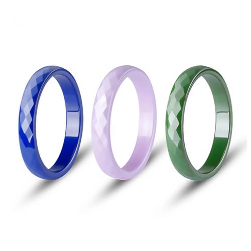 4 Pack Hypoallergenic Ceramic Rings For Women Solid Color Wedding band Ring 3mm-Wide Fit Size 5-122