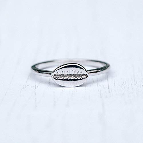Pura Vida Silver-Plated Cowrie Ring, Brass Base Band Design, Size 5-94