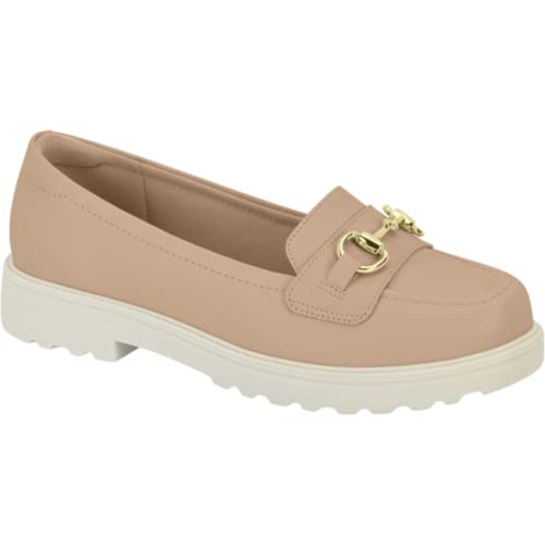 MOCASSIM MODARE 7357.106 PALMILHA ORTOPÉDICA SOLADO 3 CM ALTURA PARA ESPORÃO Cor:Bege;Tamanho:34