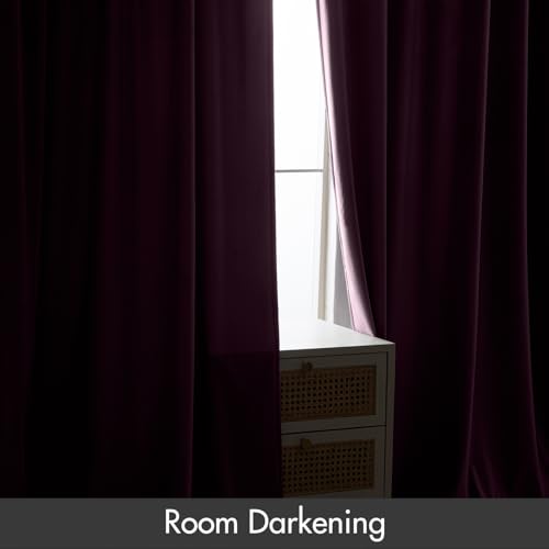 Image of MIULEE Purple Orchid Blackout Velvet Curtains Drapes 84 Inch Long 52 inchx84 inch