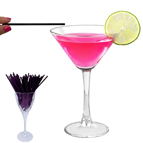 100 Pack Sugarcane Black Straight Drinking Short Straws 4mm x 130mm for Smoothies Parties Perfect for Cocktail & Wine Glasses Milk Juice