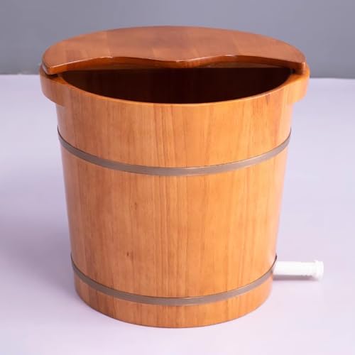 Bañera para pies de madera maciza con tapa y válvula