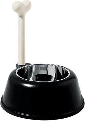 Alessi Lupita AMMI02 B - Ciotola per Cani di Design in Resina Termoplastica e Acciaio Inox 18/10, Nero