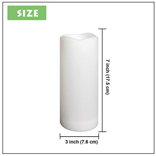 Image of 2 Pack Outdoor Flameless Pillar Candles with Remote and Timer Waterproof Battery Operated Electric LED Candle Set for Gift Home Decor Party Wedding Supplies Garden Christmas Decoration, 3 inch x 7 inch