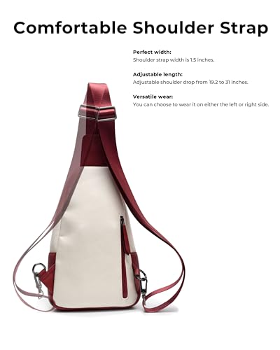 Image of Alldaily Large Sling Bag for Women Crossbody Purse Leather Fashionable Trendy Chest Bag for Travel, Fanny Pack (Red&White)