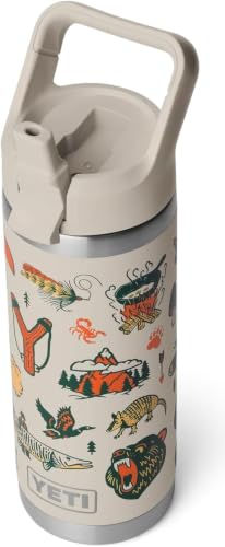 YETI Rambler C Straw Bottle, Stainless Steel Vacuum Insulated Bottle with Leakproof Straw Cap, Cape Summer Camp, 18 oz (532 ml)