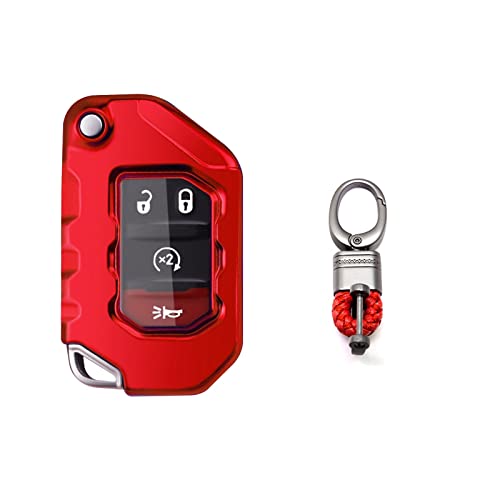 Coque de clé en TPU haut de gamme Xotic Tech rouge métallisé pour clé Jeep Wrangler