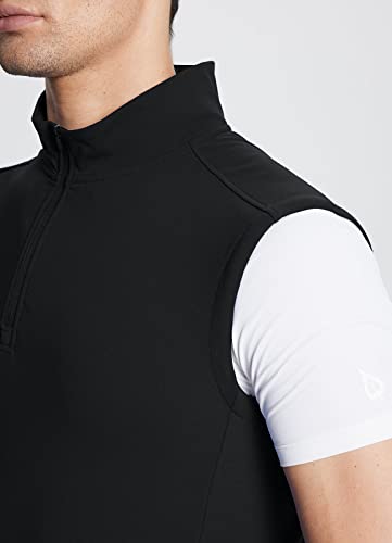 Baleaf Men's 1/4 Zip Pullover Vest Golf Fleece Lined Sweater Thermal Sleeveless Outerwear Pockets Hiking Runing Camping Black Xl #TOP4