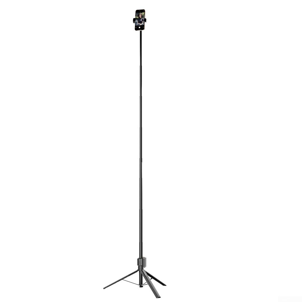 Trípode para selfie RC, 1.75 m de mano con pantalla dual, soporte remoto compatible con Bluetooth para fotografía y video (negro)