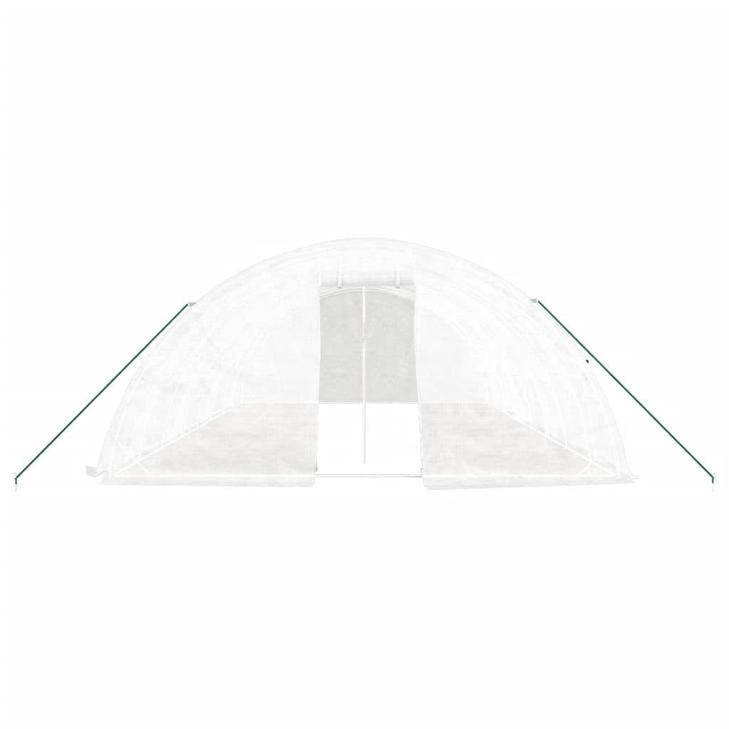 Invernadero con estructura de acero blanco, 40 m², 8 x 5 x 2,3 m, túnel de polietileno de 140 g m², cobertizo de jardín para tomates, cultivador, protección de plantas, clima y protección