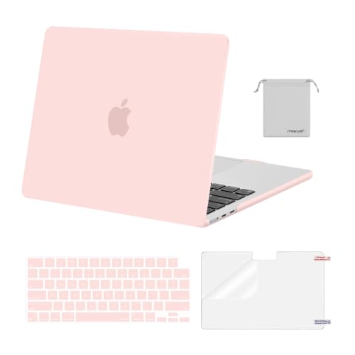 Image of MOSISO Compatible with MacBook Air 15 inch Case M4 M3 M2 2025 2024 2023 | Compatible with A3241 A3114 A2941 with Touch ID, Plastic Hard Shell Case&Keyboard Cover&Screen Protector,Chalk Pink