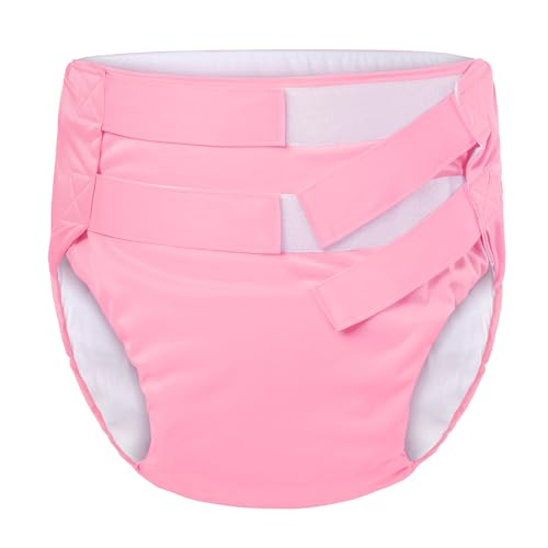 Image of Littleforbig Soft Underwear Comfortable Washable Adjustable Reusable Waterproof Hook-and-Loop Adult Training Pants Pink M