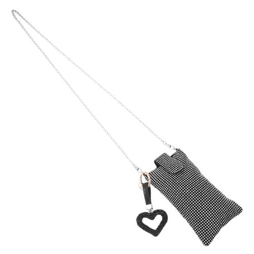 Bandoulière pour téléphone femme noir orné de cristaux avec petit portefeuille ajustables