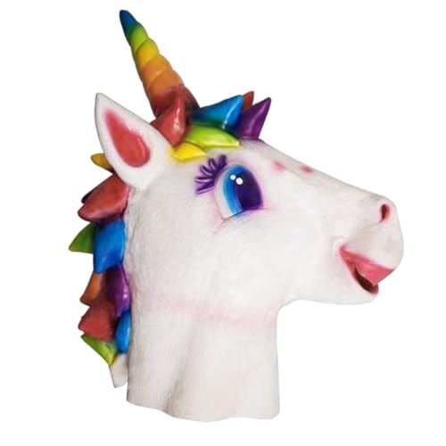 Máscara de unicornio de goma para cabeza completa de caballo