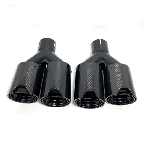 Escape de coche universal doble con silenciador de fibra de carbono negro brillante