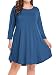 BELAROI Women's Casual Flare Plain Simple 3/4 Sleeve T-shirt Loose Dress (3X, Steel Blue)
