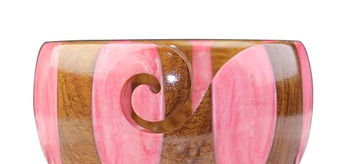Image of Wooden Yarn Bowl for Knitting Yarn Bowl for Crocheting, Yarn Storage Bowl to Prevent Slipping, Wooden Yarn Holder, Best Gift for Crochet (#Desig-9)