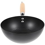 DECHOUS Wok Pequeño de Hierro 20 Cm sin Revestimiento para Estufas de Gas, Sartén de Cocina Práctica y Resistente sin Tapa