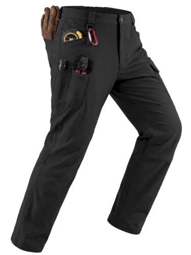 Men's Tactical Cargo Work Pants Stretch Fishing Pants Water Resistant Black