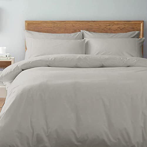 Pizuna Cotton Queen Duvet Cover, 500 Thread Count 100% Combed Cotton Sateen Weave Bedding Duvet Cover Sets with Hidden Button Closure (Ash Grey Queen Bed Quilt Cover Set)