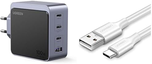 UGREEN Nexode Air Şarj Seti: 100W 4-Port Adaptör ve 2m Beyaz USB-C Kablo