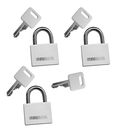 Cadenas blanc lot de 3 avec 4 clés pour sécuriser vos vestiaires